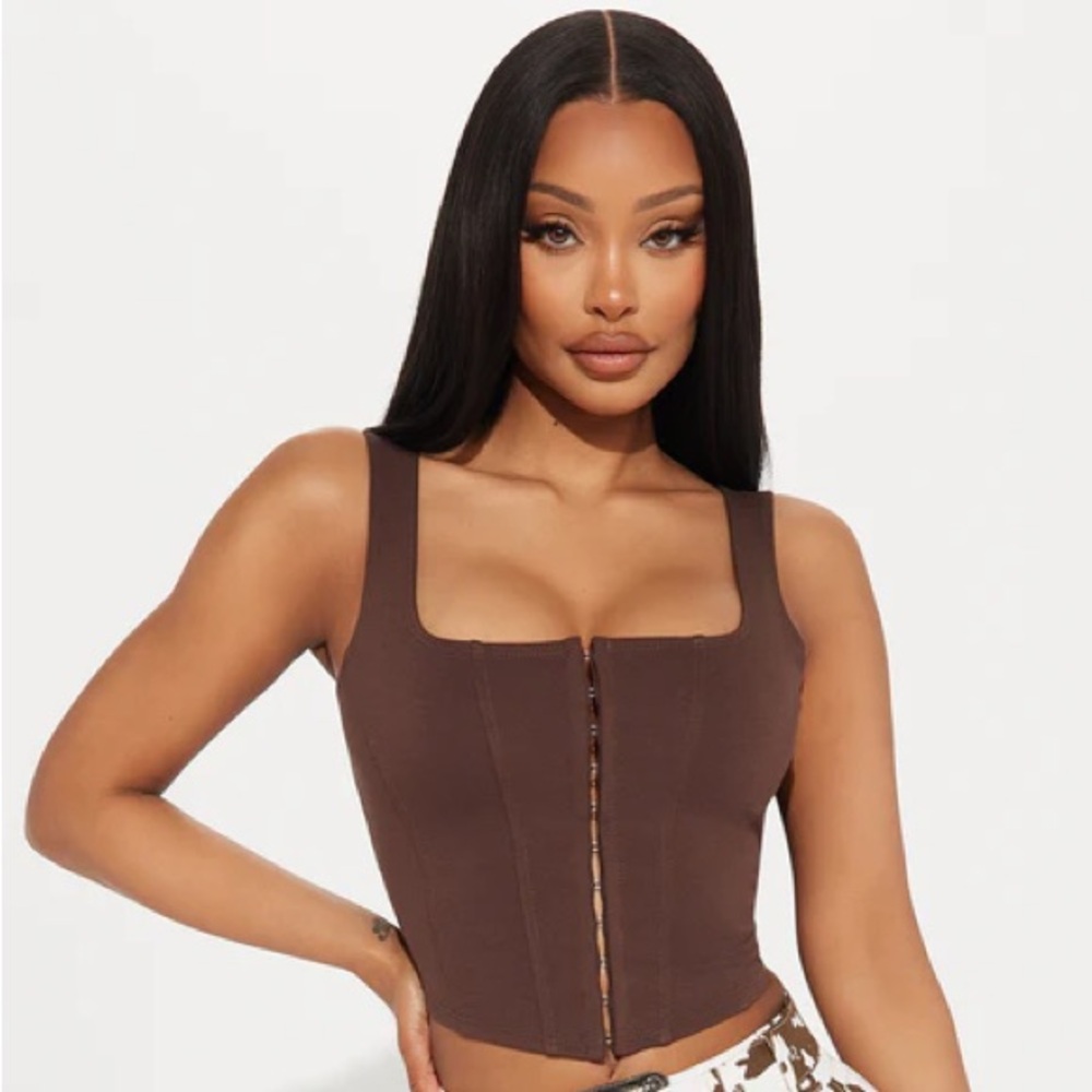AKIRA Brown Corset Top